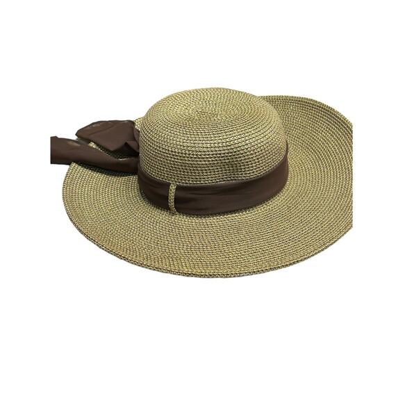 Scala Wide Brim Sun‎ Hat  One Size with brown scarf - Picture 4 of 7